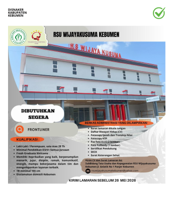 Lowongan Kerja RS Wijaya Kusuma Kebumen (Frontliner)