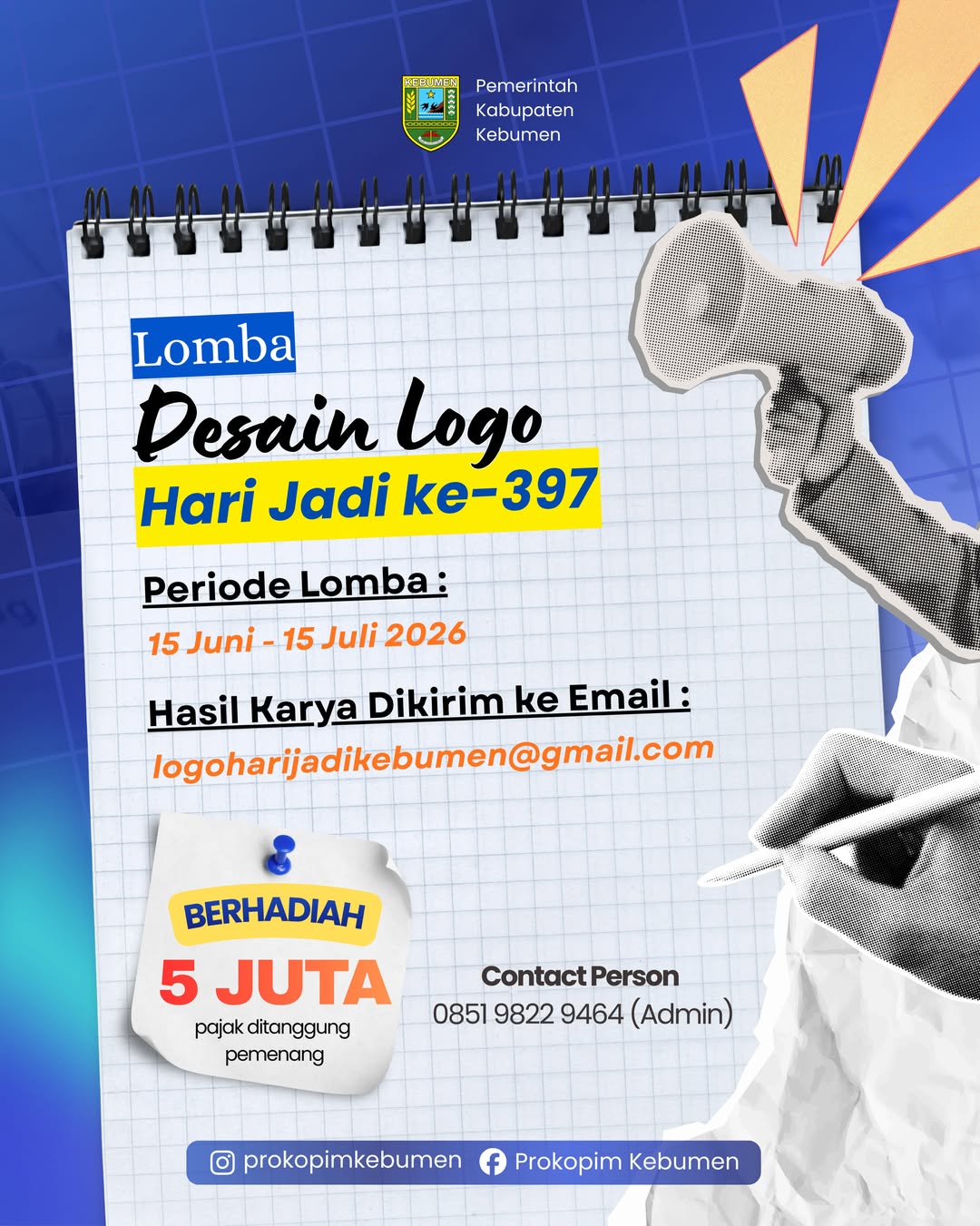 Sambut Hari Jadi ke-397, Pemerintah Kabupaten Kebumen Gelar Lomba Desain Logo Berhadiah 5 Juta Rupiah!