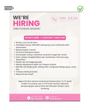 Lowongan Kerja Klinik HM Skin