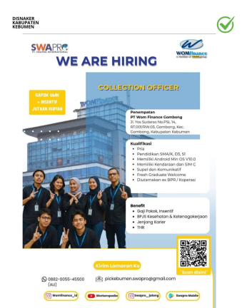 Lowongan Kerja PT. Swapro International / Wom Finance Gombong