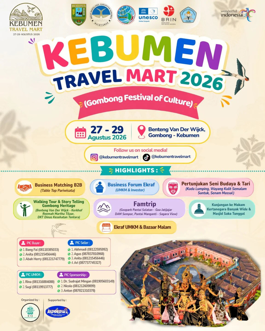 Kebumen Travel Mart 2026 Siap Hadirkan Harmoni Pariwisata, Budaya, dan UMKM di Benteng Van Der Wijck
