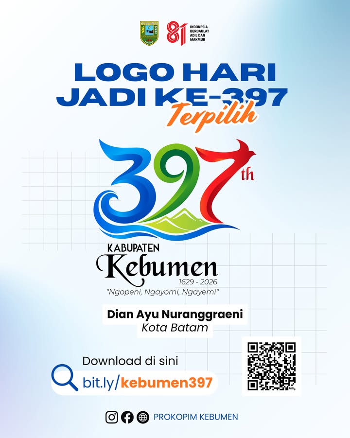 Logo Hari Jadi ke-397 Kabupaten Kebumen Resmi Ditetapkan, Karya Dian Ayu Nuranggraeni Terpilih sebagai Pemenang