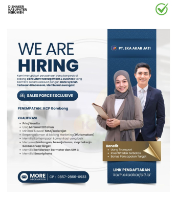 Lowongan KerjaPT Eka Akar Jati(Sales Force Exclusive)