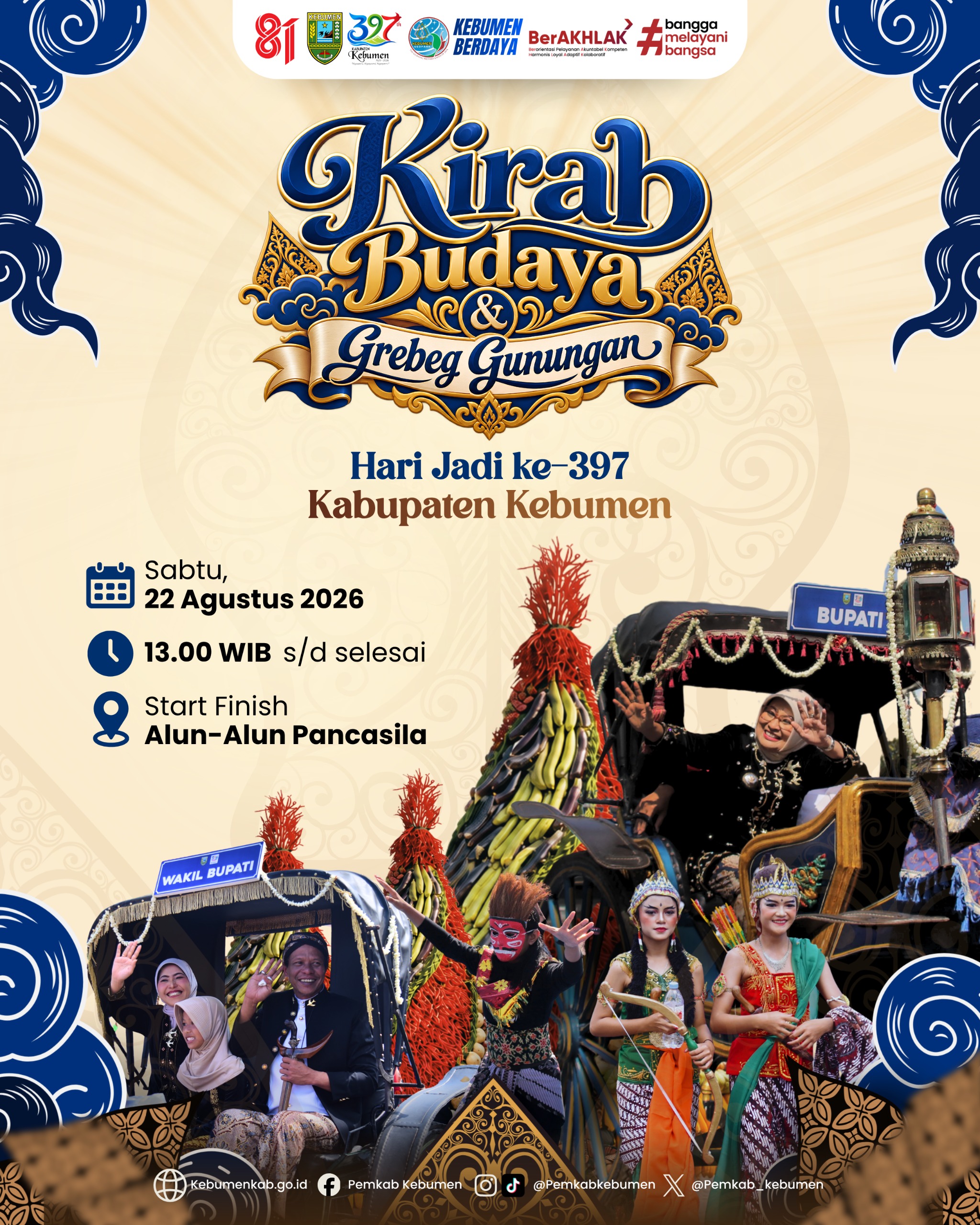 Semarak Hari Jadi Ke-397: Kirab Budaya & Grebeg Gunungan Kebumen 2026 Siap Digelar Sabtu Ini