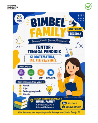 Lowongan Kerja Bimbel Family Kebumen (Tentor Matematika dan Fisika)