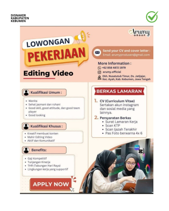 Lowongan Kerja Arumy Group Kebumen (Editing Video)