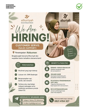 Lowongan Kerja Elhurriyah Kebumen (Customer Service)