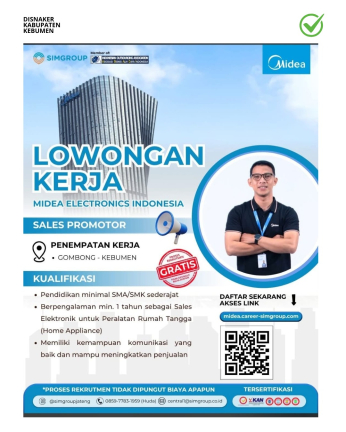 Lowongan Kerja Midea Electronics Indonesia (Sales Promotor Penempatan Gombong dan Kebumen)