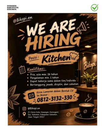Lowongan Kerja  Bikopi Kebumen (Kitchen)