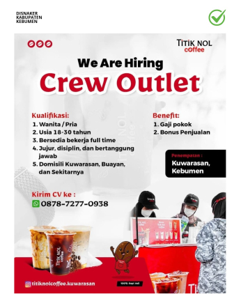 Lowongan Kerja Titik Nol Coffee Kuwarasan (Crew Outlet)