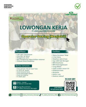 Lowongan Kerja Operator Sewing di PT Liebra Permana Wonogiri