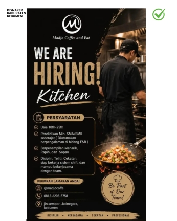 Lowongan Kerja Bagian Kitchen di Madjo Coffee and Eat Kebumen