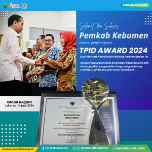 Berhasil Tekan Inflasi, Pemkab Kebumen Raih Penghargaan TPID Berprestasi 2024 dari Menko Perekonomian