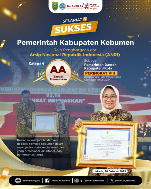 Pemerintah Kabupaten Kebumen Raih Penghargaan Kearsipan Nasional, Catat Nilai 93,15 Kategori Sangat Memuaskan