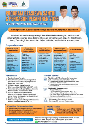 Pemprov Jateng Luncurkan Beasiswa Santri dan Pengasuh Pesantren Tahun 2026, Dukung SDM Pesantren Berdaya Saing Global