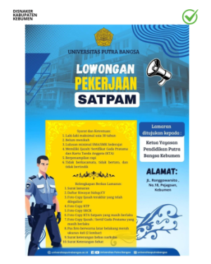 Lowongan Kerja Satpam Universitas Putra Bangsa