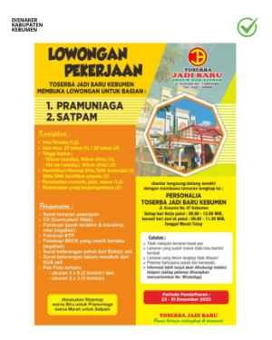 Lowongan Kerja Jadibaru (Satpam & Pramuniaga)