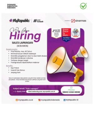 Lowongan Kerja My Republic - Sales Lapangan