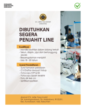 Lowongan Kerja CV Arta Yasa Invinit (Zabannia)