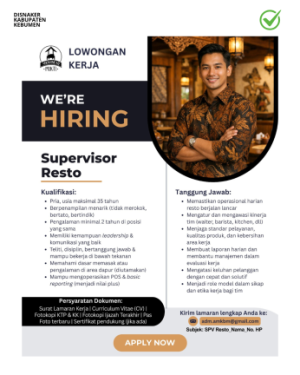Lowongan Kerja Angkringan Mukti (Supervisor Resto)