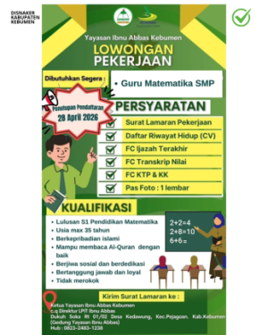 Lowongan Kerja Yayasan Ibnu Abbas Kebumen
