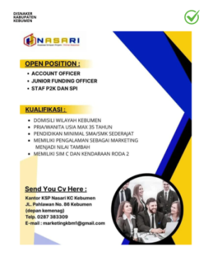 Lowongan Kerja KSP Nasari Kebumen